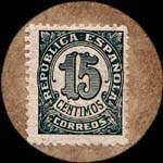 Carton moneda Madrid - 1937 - San Lorenzo del Escorial - 15 centimos - timbre-monnaie de fantaisie - Espagne - revers