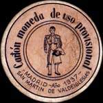 Timbre-monnaie de fantaisie - San Martin de Valde Iglesias - Madrid - 1937 - Espagne - carton moneda