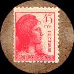 Carton moneda Madrid - 1937 - Taureau - 45 centimos - timbre-monnaie de fantaisie - Espagne - revers