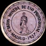 Timbre-monnaie de fantaisie - Torero - Madrid - 1937 - Espagne - carton moneda