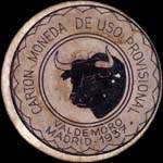 Carton moneda Madrid - 1937 - Valdemoro - 15 centimos - timbre-monnaie de fantaisie - Espagne - avers