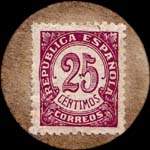 Carton moneda Madrid - 1937 - Vallecas - 25 centimos - timbre-monnaie de fantaisie - Espagne - revers