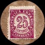 Carton moneda Madrid - 1937 - Villaconejos - 25 centimos - timbre-monnaie de fantaisie - Espagne - revers