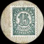 Carton moneda Manlleu - 1937 - 15 centimos - timbre-monnaie de fantaisie - Espagne - revers