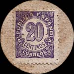 Carton moneda Manresa - 1937 - 20 centimos - timbre-monnaie de fantaisie - Espagne - revers