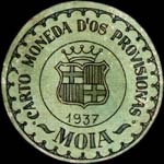 Carton moneda Moia - 1937 - 50 centimos - timbre-monnaie de fantaisie - Espagne - avers