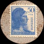 Carton moneda Moia - 1937 - 50 centimos - timbre-monnaie de fantaisie - Espagne - revers