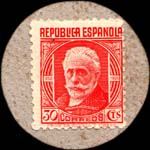Carton moneda Motcada i Rexac - 1937 - 20 centimos - timbre-monnaie de fantaisie - Espagne - revers