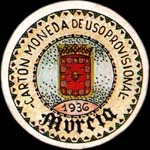 Carton moneda Murcia - 1936 - 45 centimos - timbre-monnaie de fantaisie - Espagne - avers