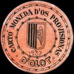 Carton moneda Olot 1937 - 20 centimos - timbre-monnaie de fantaisie - Espagne - avers