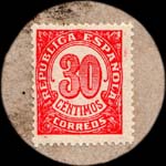 Carton moneda Pontevedra - 1936 - 30 centimos - timbre-monnaie de fantaisie - Espagne - revers