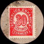 Carton moneda Pontevedra - 1936 - 30 centimos - timbre-monnaie de fantaisie - Espagne - revers