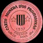 Timbre-monnaie de fantaisie - Premi de Mar - 1937 - Espagne - carton moneda