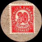 Carton moneda San Feliu de Guixols - 1937 - 30 centimos - timbre-monnaie de fantaisie - Espagne - revers