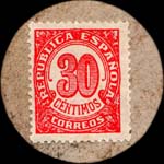 Carton moneda Santa Cruz de Tenerife - 1936 - 30 centimos - timbre-monnaie de fantaisie - Espagne - revers