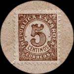Carton moneda Santander - 1936 - 5 centimos - timbre-monnaie de fantaisie - Espagne - revers