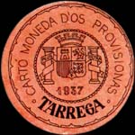 Timbre-monnaie de fantaisie - Tarrega - 1937 - Espagne - carton moneda