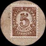 Carton moneda Toledo - 1936 - 5 centimos - timbre-monnaie de fantaisie - Espagne - revers
