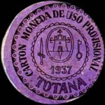 Carton moneda Totana - 1937 - 20 centimos - timbre-monnaie de fantaisie - Espagne - avers