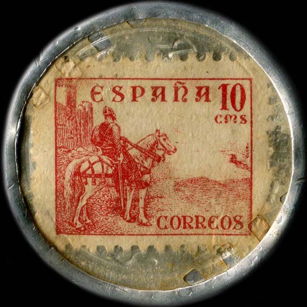 Timbre de 10 centimos de Burgos employés dans les timbres-monnaie espagnols