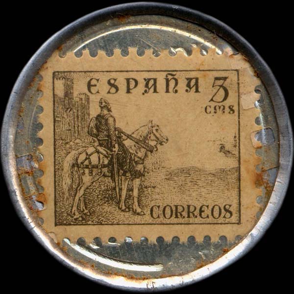 Timbre de 5 centimos de Burgos employés dans les timbres-monnaie espagnols