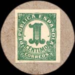 Carton moneda Valladolid - 1936 - 1 centimo - timbre-monnaie de fantaisie - Espagne - revers