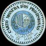 Carton moneda Villassar de Mar - 1937 - 10 centimos - timbre-monnaie de fantaisie - Espagne - avers