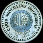 Carton moneda Villassar de Mar - 1937 - 20 centimos - timbre-monnaie de fantaisie - Espagne - avers