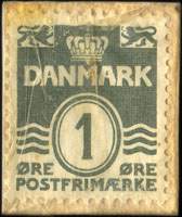 Timbre-monnaie Aalborg Diskontobank - 1 øre sur fond bleu - Danemark - revers