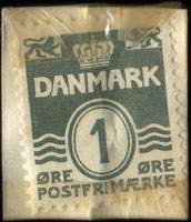 Timbre-monnaie Alt i Pap�sker - H.H. - Telf. 9032 - 1 &oslash;re sur carton blanc - Texte en rouge - Danemark - revers