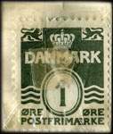 Timbre-monnaie Alt i Pap�sker - H.H. - Telf. 9032 - 1 &oslash;re sur carton blanc - Texte en vert - Danemark - revers