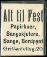Timbre-monnaie Alt til Fest - Papirhuer, Sangskjulere, Sange, Bordpynt, Griffenfeltsg. 20 - jaune pâle - Danemark