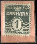Timbre-monnaie Husk vort Antikvariat - K�b og Salg - Anton Andersens - 1 �re sur carton rose - Danemark - revers