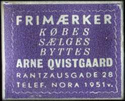Timbre-monnaie Frimærker - Købes - Sælge - Byttes - Arne Qvistgaard (type 1 avec fond prune) - Danemark