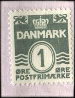 Timbre-monnaie Frim�rker - K�bes - S�lge - Byttes - Arne Qvistgaard - Rantzausgade 28 - Telef. Nora 1951 v. - 1 &oslash;re sur fond noir - type 1 sans fl�che - carton blanc - Danemark - revers