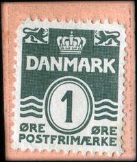 Timbre-monnaie Frim�rker - K�bes - S�lge - Byttes - Arne Qvistgaard - Rantzausgade 28 - Telef. Nora 1951 v. - 1 &oslash;re sur fond noir - type 2 avec fl�che - carton orange - Danemark - revers