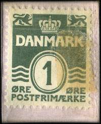 Timbre-monnaie Frim�rker - K�bes - S�lge - Byttes - Arne Qvistgaard - Rantzausgade 28 - Telef. Nora 1951 v. - 1 &oslash;re sur fond violet - type 2 avec fl�che - carton blanc - Danemark - revers