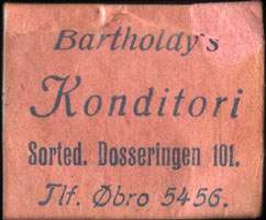 Timbre-monnaie Bartholdy's Konditori - 1 øre sur carton rose - Danemark - avers