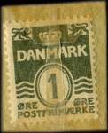 Timbre-monnaie Bien - 1 øre sur carton crème - Danemark - revers