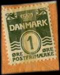 Timbre-monnaie Bien - 1 øre sur carton orangé - Danemark - revers