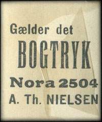 Timbre-monnaie Glder det Bogtryk - Nora 2504 - A. Th. Nielsen - carton blanc - Foderstoffer - Danemark