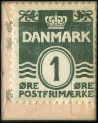 Timbre-monnaie G&aelig;lder det Bogtryk - Nora 2504 - A. Th. Nielsen - 1 &oslash;re sur carton jaune-p�le - Danemark - revers