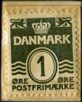 Timbre-monnaie Borrit - Norrebr&oslash;s Runddel - Barnevogne Cykler Leget&oslash;j - 1 &oslash;re sur fond rouge - Danemark - revers
