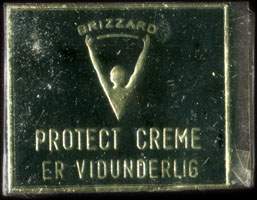 Timbre-monnaie Brizzard - Protect creme er vidunderlig - 1 re sur fond noir - texte argent