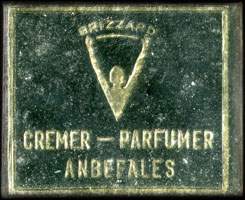 Timbre-monnaie Brizzard - Cremer - Parfumer - Anbefales - 1 re sur fond noir - texte argent