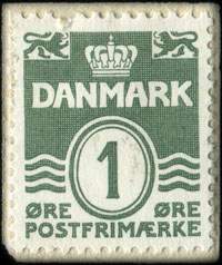 Timbre-monnaie Brizzard - Sk�nheddserie Anbefales - 1 &oslash;re sur fond vert - Texte blanc - Danemark - revers