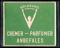 Timbre-monnaie Brizzard - Cremer - Parfumer - Anbefales - 1 re sur fond vert - texte blanc