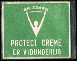 Timbre-monnaie Brizzard - Protect creme er vidunderlig - 1 re sur fond vert - texte blanc