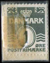 Timbre-monnaie Brizzard - Sk�nheddserie Anbefales - 1 &oslash;re sur fond vert - Texte argent� - Danemark - revers