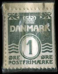 Timbre-monnaie Brizzard - Sk�nheddserie Anbefales - 1 &oslash;re sur fond bleu - Texte blanc - Danemark - revers